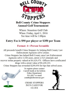 Bell County Crime Stoppers Golf Tournamemt Flyer